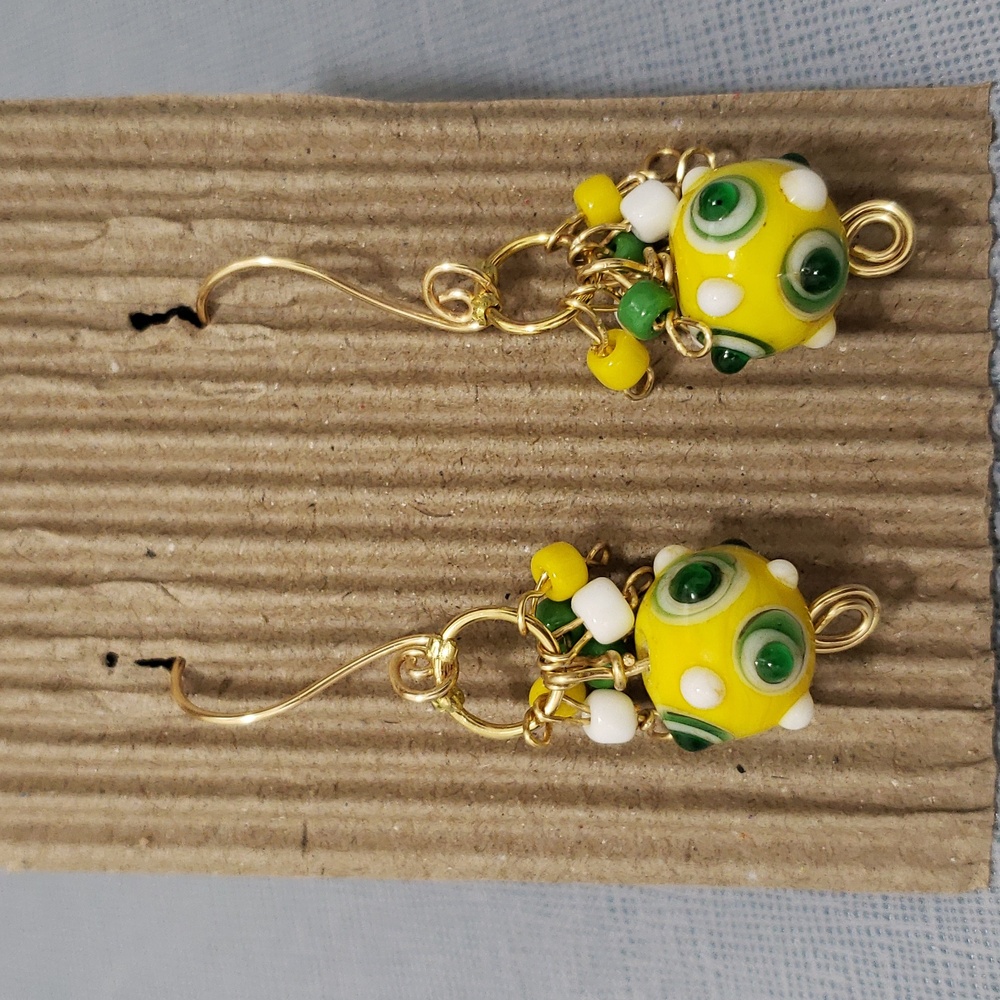 New Beautiful Handmade Round Bumpy Lampwork Glass Earrings